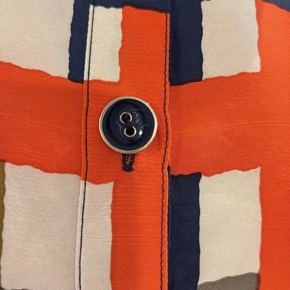 Molly of New York silk Geometric Patterned Dress - Orange, Blue, Green.  Size 4 - Picture 3 of 12